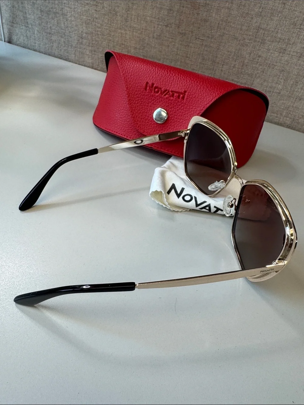 Authentic Novatti Reddish/Brown Gradient Italian Sunglasses NEW